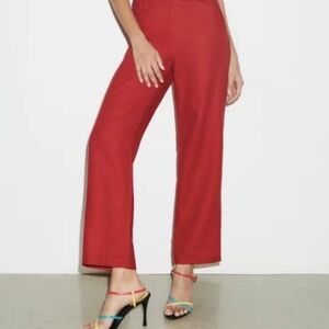 Reformation Red Straight Leg Pants 100% linen pants